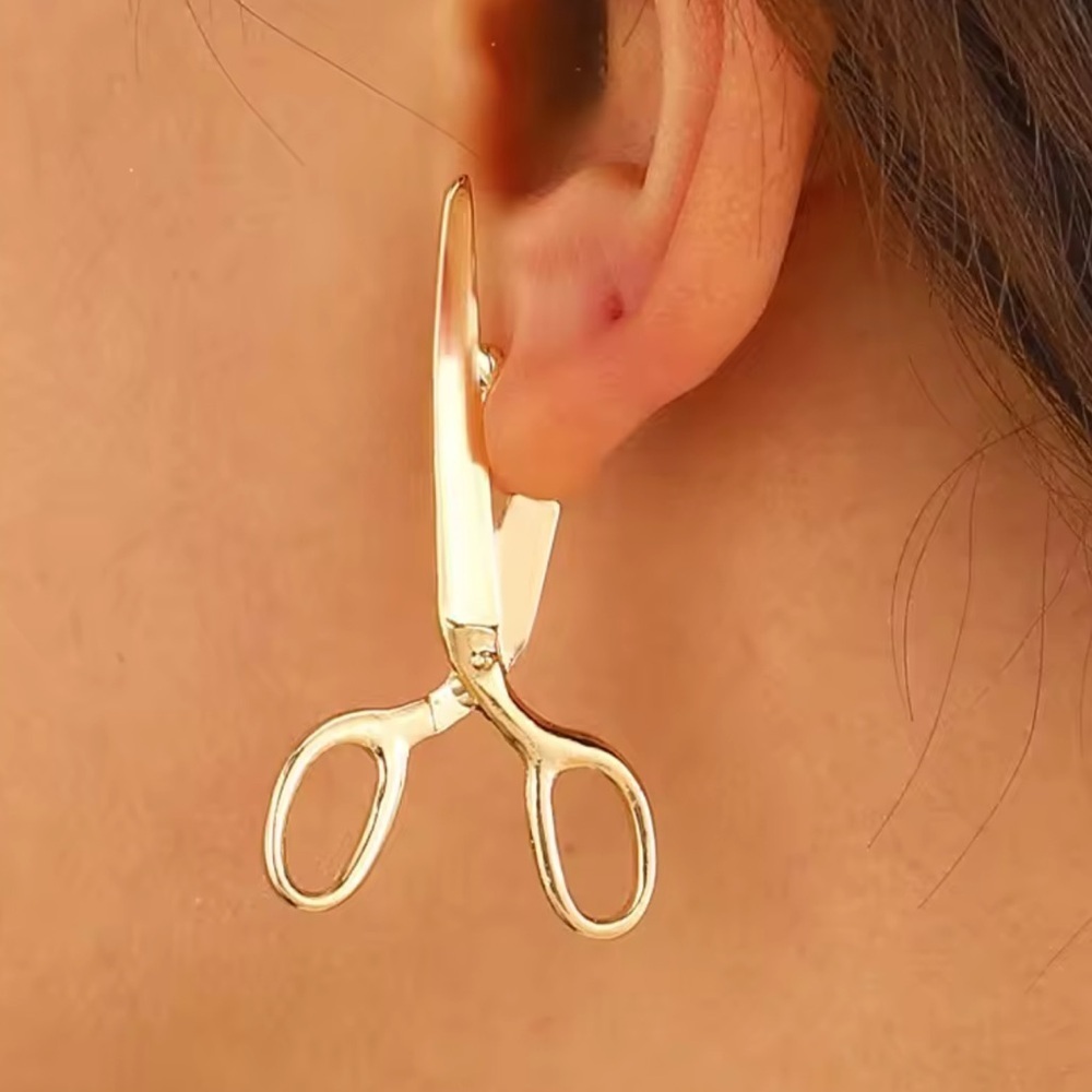 Vintage Gold Scissor Earrings